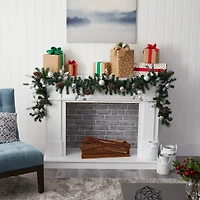 9ft. Pre-Lit Clear LED Ornament & Pinecone Artificial Christmas Garland