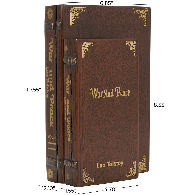 Brown War & Peace Storage Faux Book Box Set