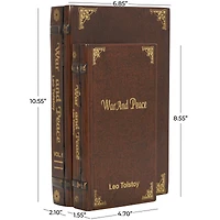 Brown War & Peace Storage Faux Book Box Set