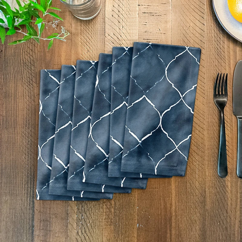 Blue Ogee Pattern 10" x 10" Cotton Twill Napkin