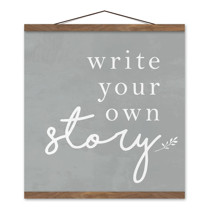 Write Your Own Story 16" x 16" Teak Hanging Canvas
