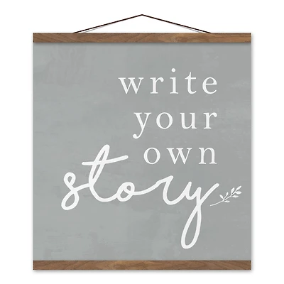 Write Your Own Story 16" x 16" Teak Hanging Canvas