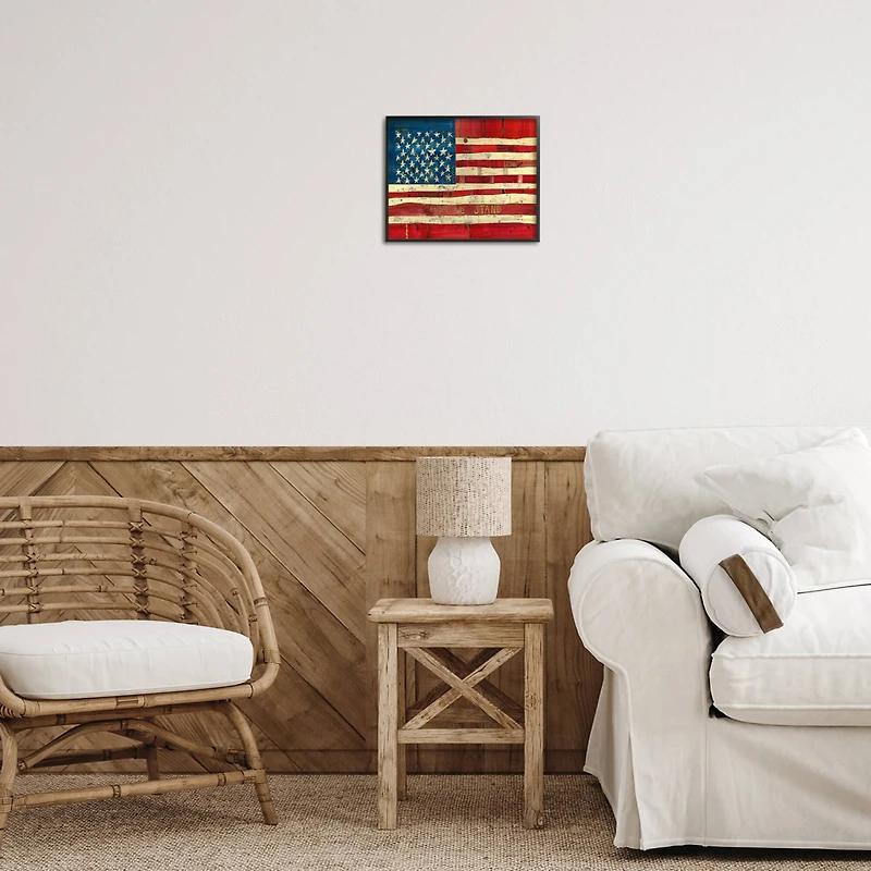 Stupell Industries United We Stand Independence Day Festive American Flag Framed Giclee Art
