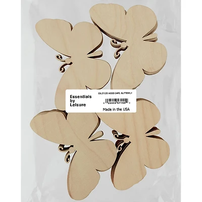 Essentials by Leisure Arts Flat Wood Butterfly, 24ct.