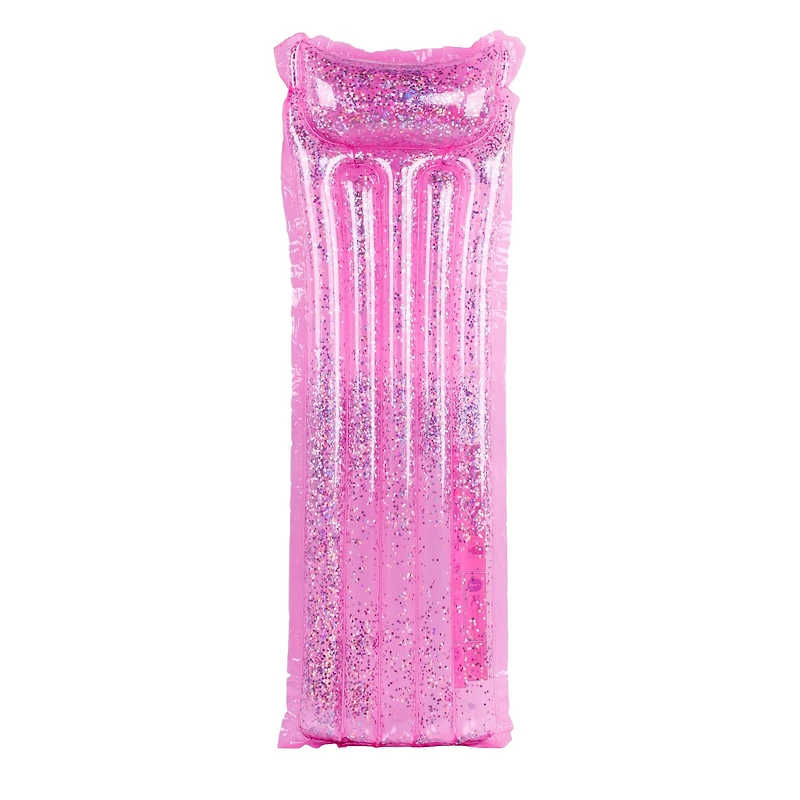 67" Pink Inflatable Glitter Swimming Pool Lounge