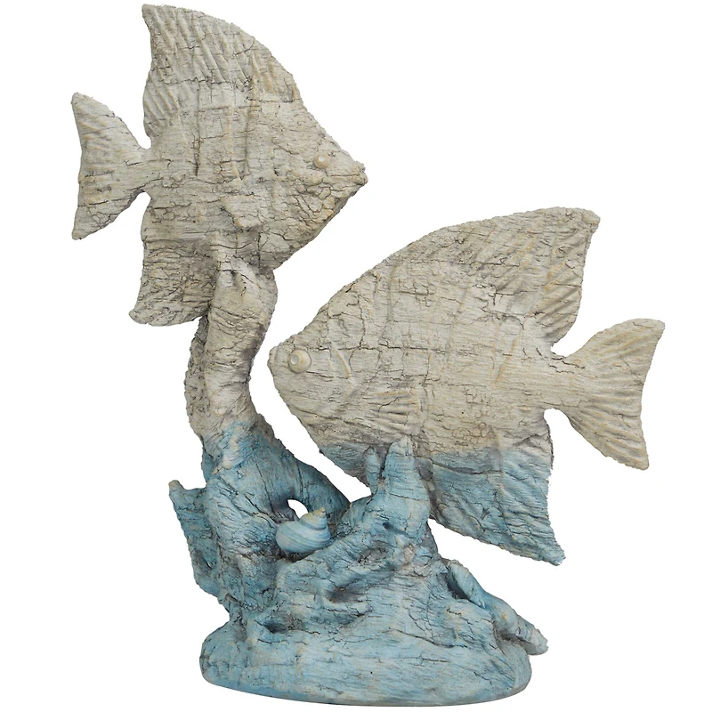 16" Light Blue Polystone Textured Ombre Fish Sculpture