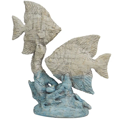 16" Light Blue Polystone Textured Ombre Fish Sculpture