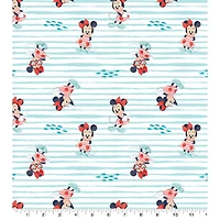 Disney® Minnie Mouse Blue & Red Ocean Stripe Cotton Fabric