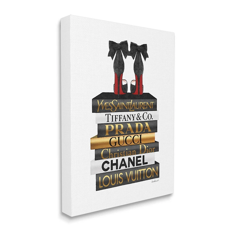 Stupell Industries Red Bottom Heels Glam Fashion Bookstack Canvas Wall Art