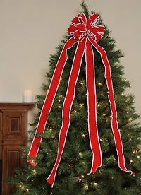 48" Red & White Fringe 16 Loop Commercial Christmas Bow