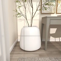 20" White Modern Wide Floor Vase