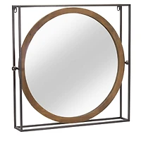 24.5" Iron & Wood Mirror Tabletop Accent