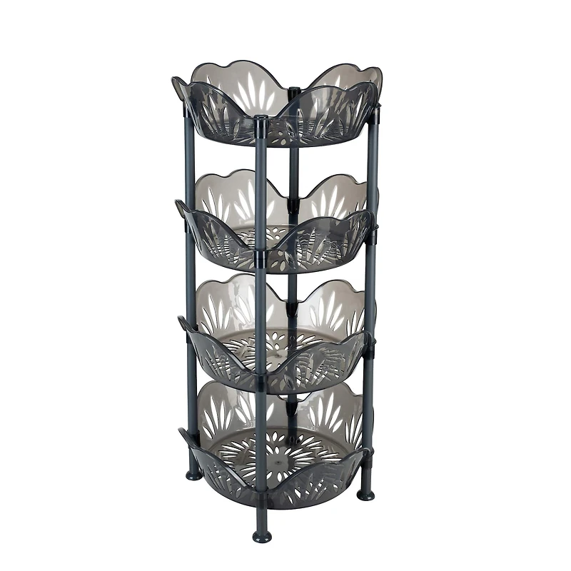 Kitchen Details Smoke Gray 4-Tier Large Basket Shelf