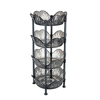 Kitchen Details Smoke Gray 4-Tier Large Basket Shelf