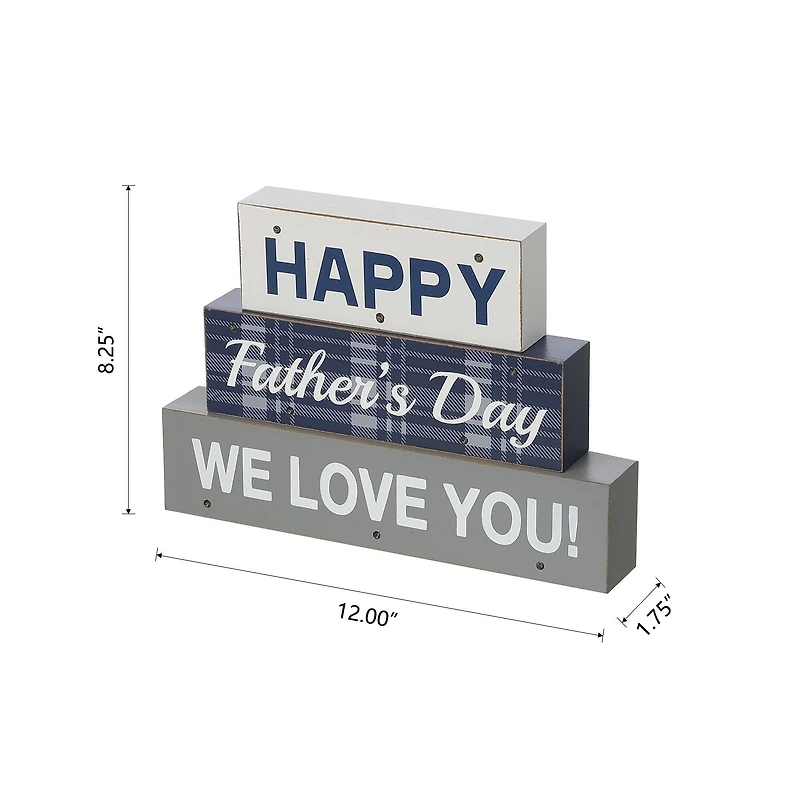 Glitzhome® 12" Lighted Happy Father's Day Block Sign
