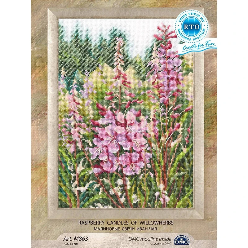 RTO Raspberry Candles Of Willowherbs Cross Stitch Kit