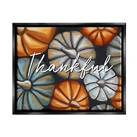 Stupell Industries Autumn Thankful Pumpkins Phrase Framed Floater Canvas Wall Art