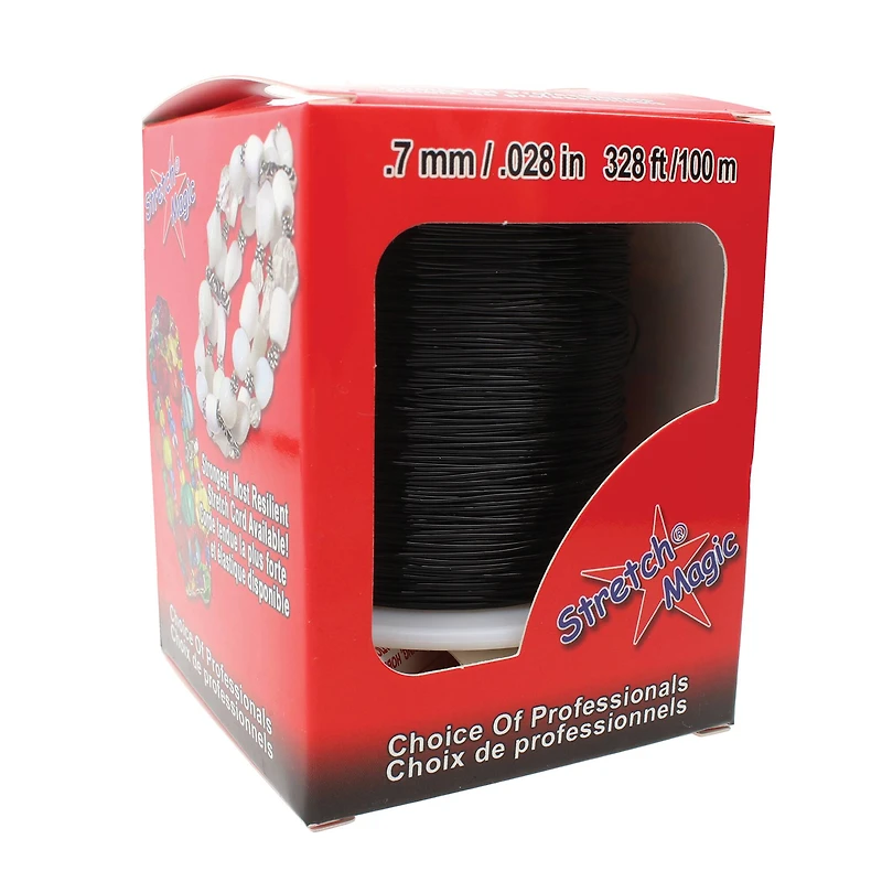 Stretch Magic® 0.7mm Black Bead & Jewelry Cord with Glue, 100m
