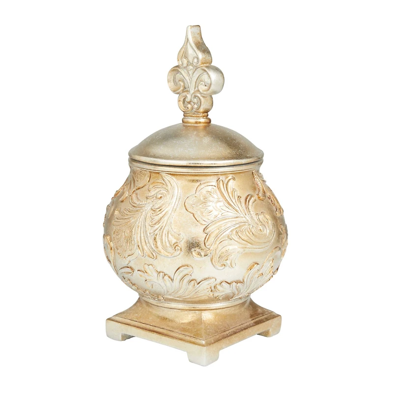 13" Gold Round Traditional Decorative Jar
