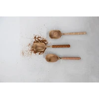 Hello Honey® 7.5" Mango Wood Spoons with Bamboo & Leather Wrapped Handle Set