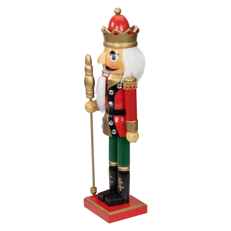14" Wooden Nutcracker King with Scepter