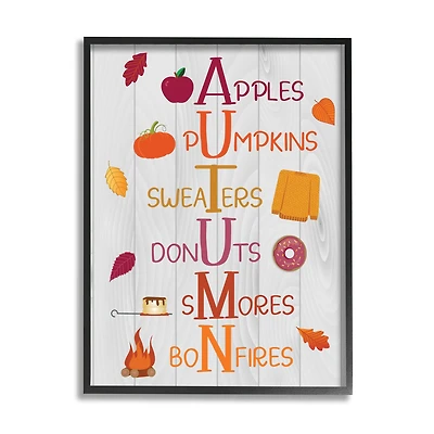 Stupell Industries Autumn Letters Seasonal Words Framed Giclee Art