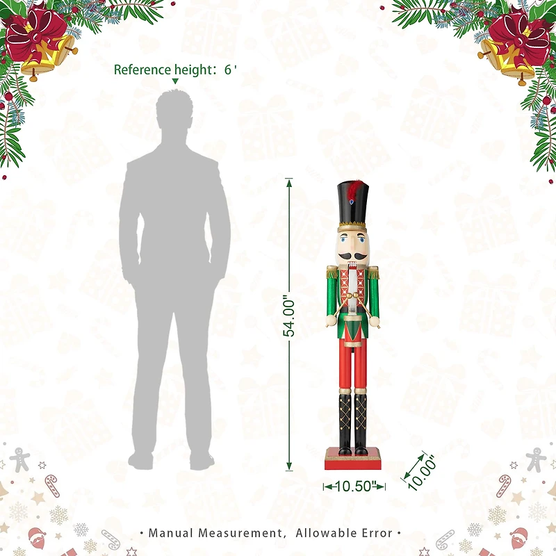 Glitzhome® 54" Wooden Christmas Glitter Soldier Nutcracker