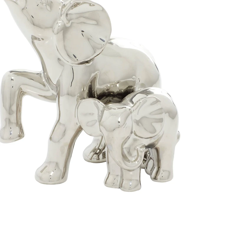 11" Silver Elephant Ceramic Sculpture