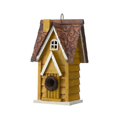 Glitzhome® 12" Retro Distressed Cottage Birdhouse