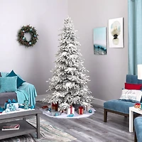 7.5ft. Pre-Lit Flocked Grand Northern Rocky Fir Artificial Christmas Tree with Warm Cluster Multifunction LED Lights