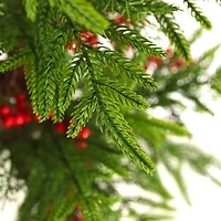 Glitzhome® 37.5"H Chirstmas Greenery Pine Porch Tree with Berries