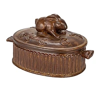 Hello Honey® Matte Brown Stoneware Baker with Rabbit Design