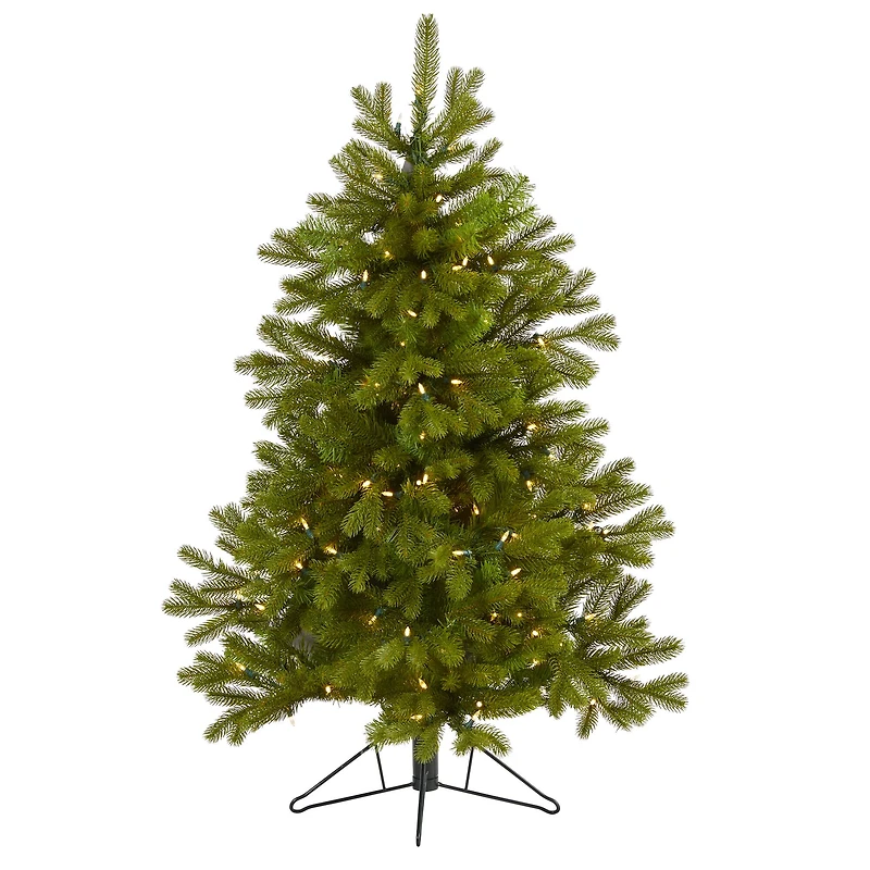 4ft. Pre-Lit Cambridge Spruce Flat Back Artificial Christmas Tree with Warm White Multifunction LED Lights