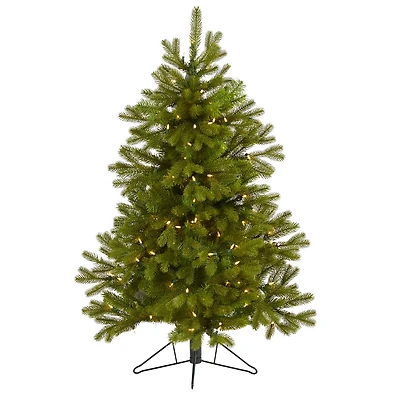 4ft. Pre-Lit Cambridge Spruce Flat Back Artificial Christmas Tree with Warm White Multifunction LED Lights
