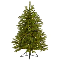 4ft. Pre-Lit Cambridge Spruce Flat Back Artificial Christmas Tree with Warm White Multifunction LED Lights