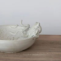 Hello Honey® 13.75" White Speckled Reactive Glaze Stoneware Octopus Bowl