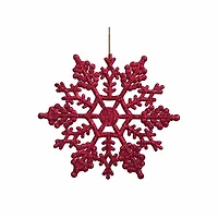 24ct. 4" Berry Red Glitter Snowflake Christmas Ornaments