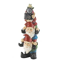 15.5" Stacked Gnomes Solar Figurine