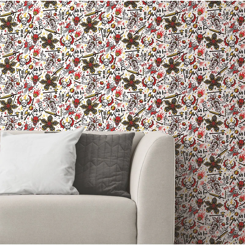 RoomMates Stranger Things Hellfire Club Red Peel & Stick Wallpaper