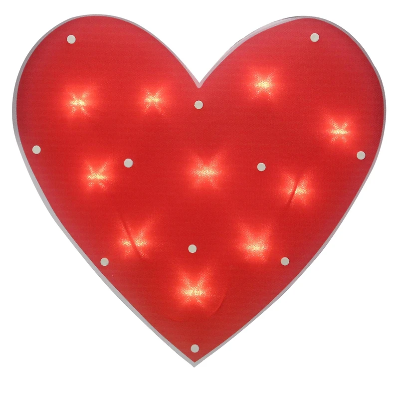 14" Lighted Red Heart Window Silhouette Decoration