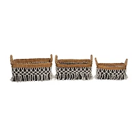 Black Cotton Bohemian Storage Basket Set