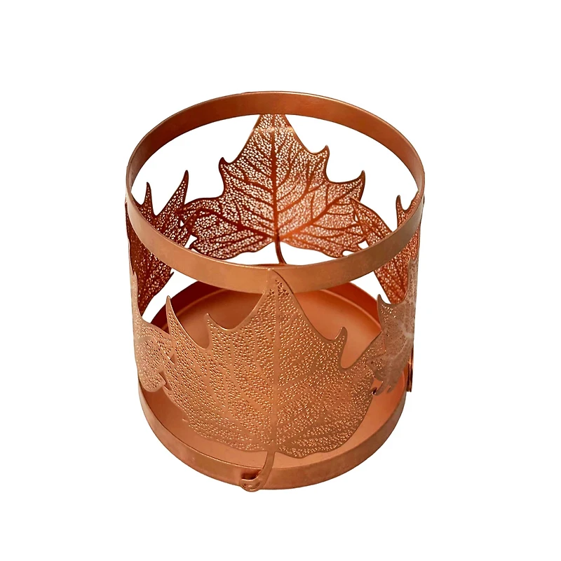 3.75" Rose Gold Leaf Metal Candle Holder by Ashland®