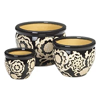 Floral Nights Ceramic Planter Set