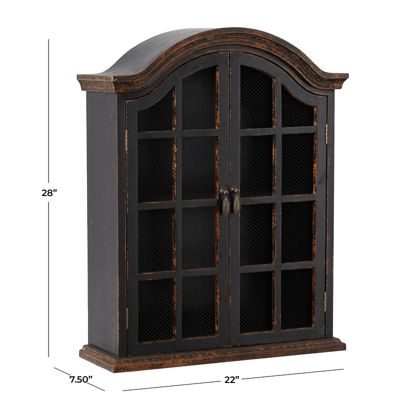 Black Traditional Wall Shelf, 22" x 8" x 28"