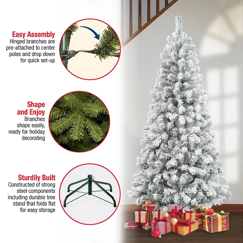 7.5 ft. Unlit Acacia Flocked Artificial Christmas Tree