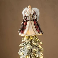 Glitzhome® 16.5" Faux Fur Woodland Christmas Angel Tree Topper