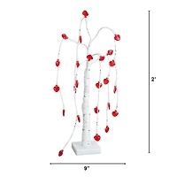 2ft. Pre-Lit Artificial Valentine's Day Willow Tree with 24 Heart Shaped LED Lights