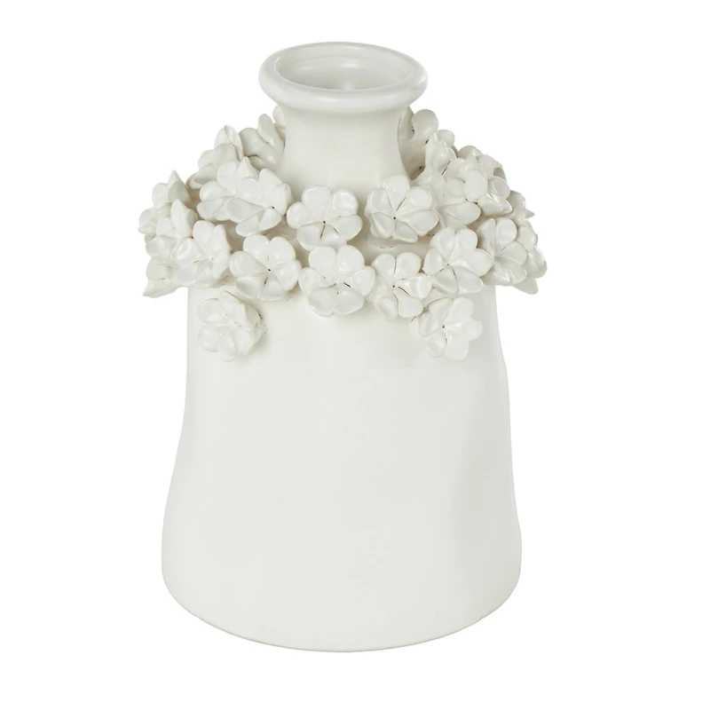 9" White Flower Decorative Ceramic Vase
