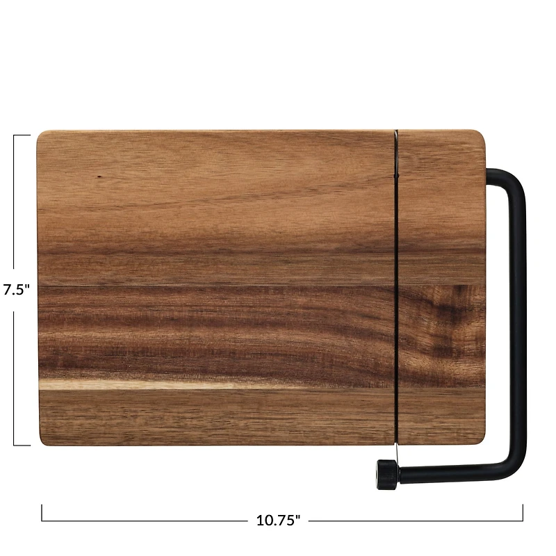 Hello Honey® Natural & Black Acacia Wood & Stainless Steel Cheese Slicer