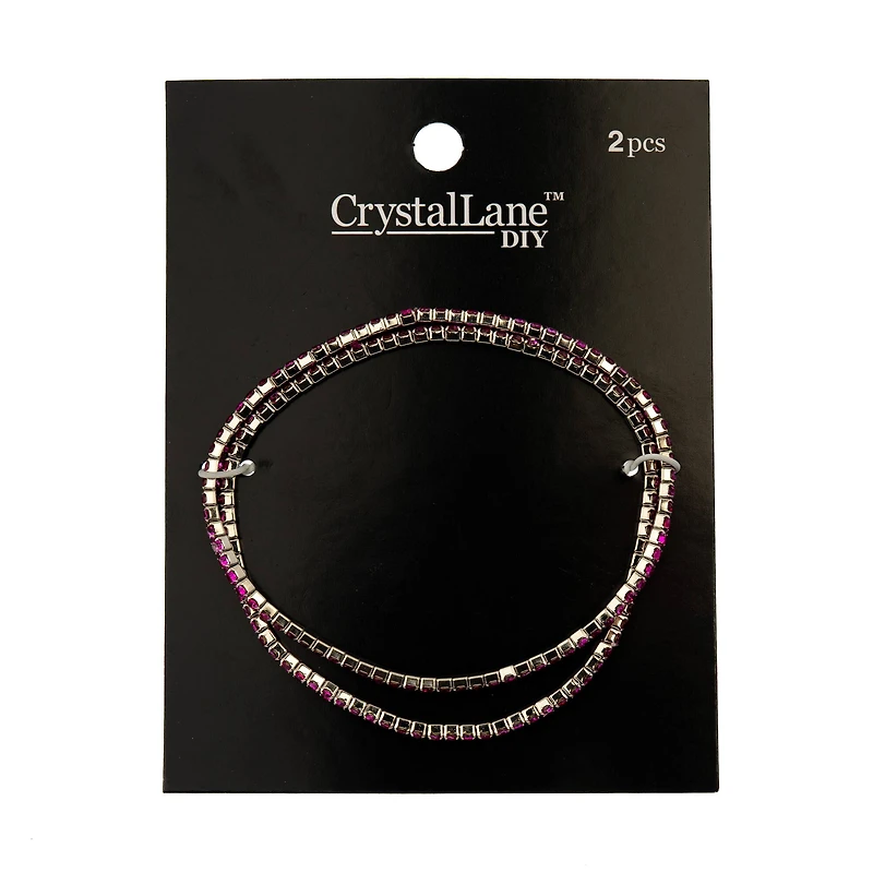 Crystal Lane DIY Silver & Rose Rhinestones Bracelets, 2ct.